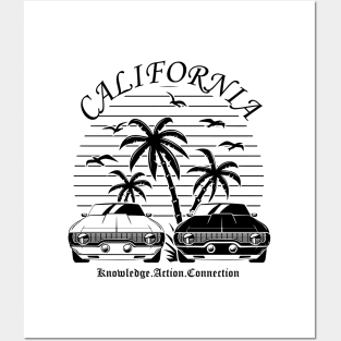 California Beach with Two Car Posters and Art